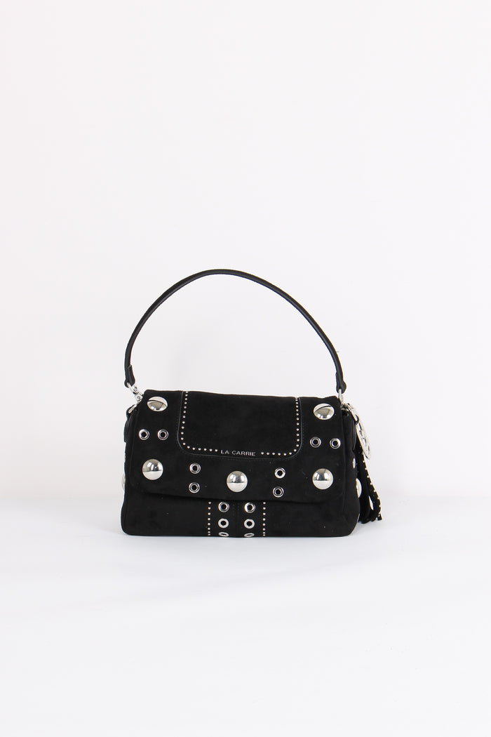 Tracolla Camoscio Maxi Borchie Black