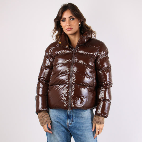 Mirco Caban Piumino Logo Marrone/piombo-2