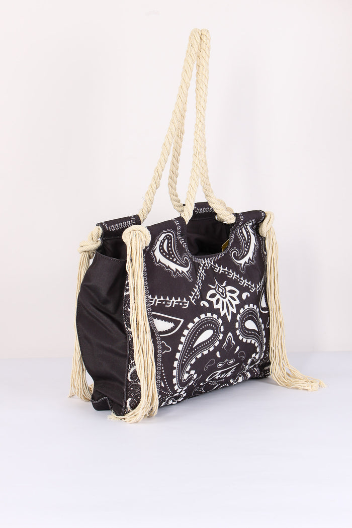 Borsa Fantasia Frange Laterali Nero-6