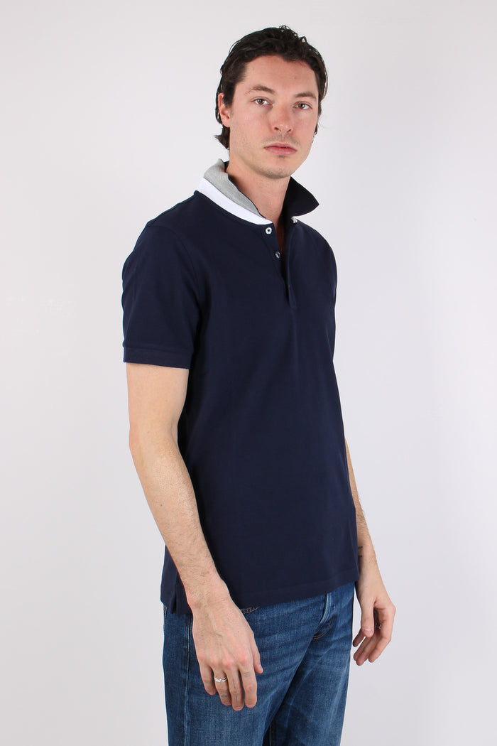 Polo Colletto Contrasto Blu-5