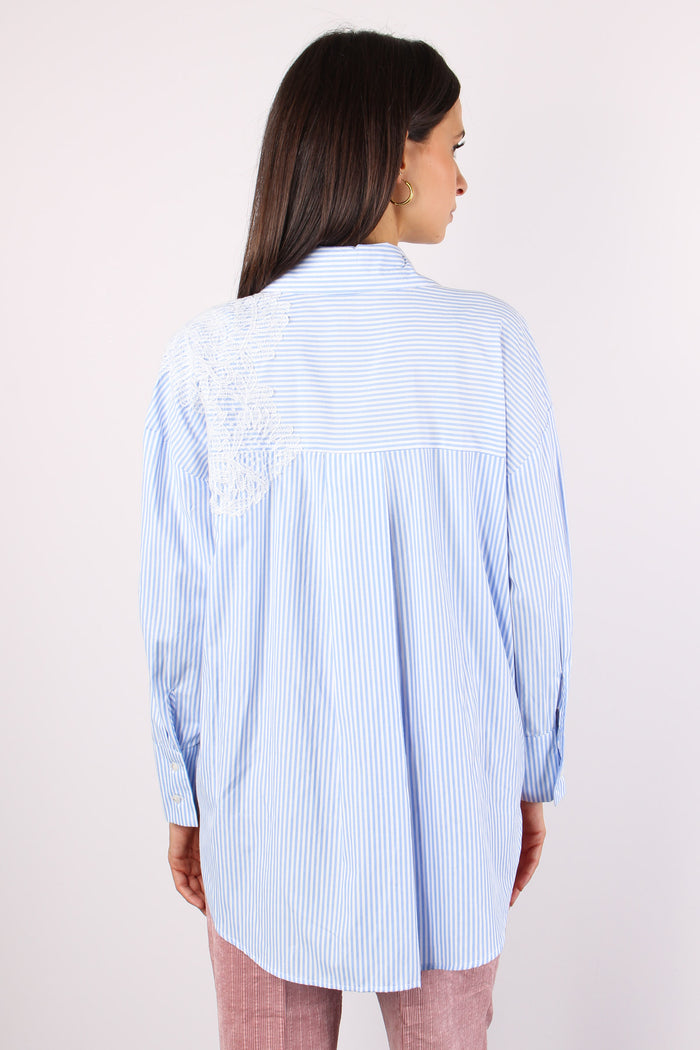 Camicia Riga Inserto Pizzo Bianco/azzurro-3