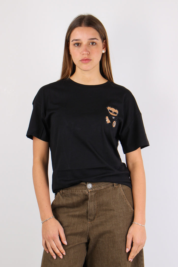 T-shirt Stampa Orso Laterale Nero/bear-4