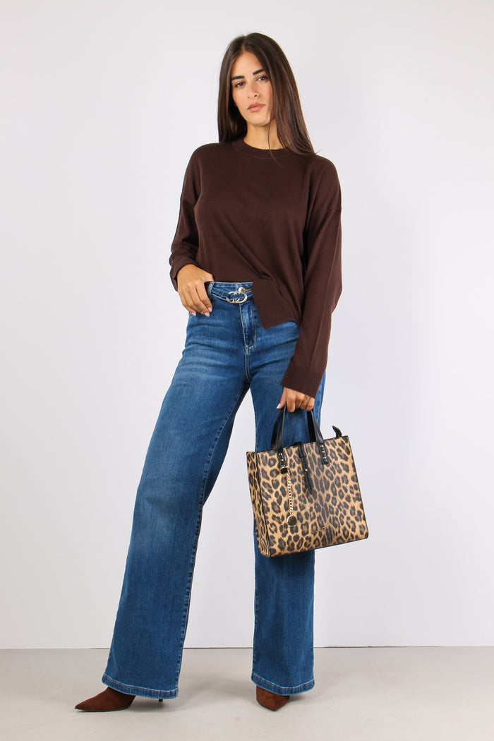 Denim Flare Cintura Denim Medio-5