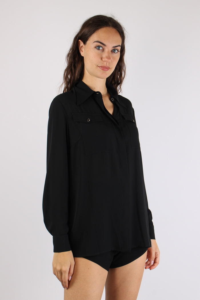 Camicia Viscosa Taschine Black-7