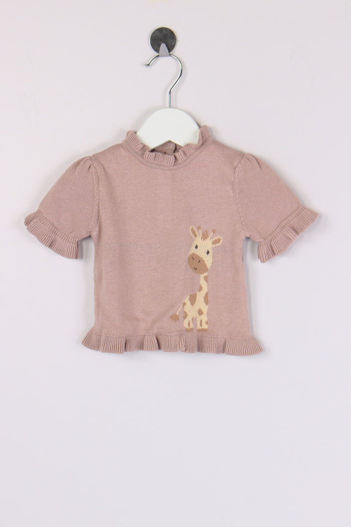 Maglia M/m Ricamo Giraffa Tramonto