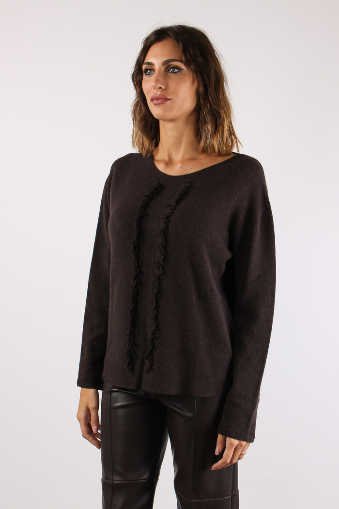 Maglia Girocollo Frangetta Dav Marrone-6