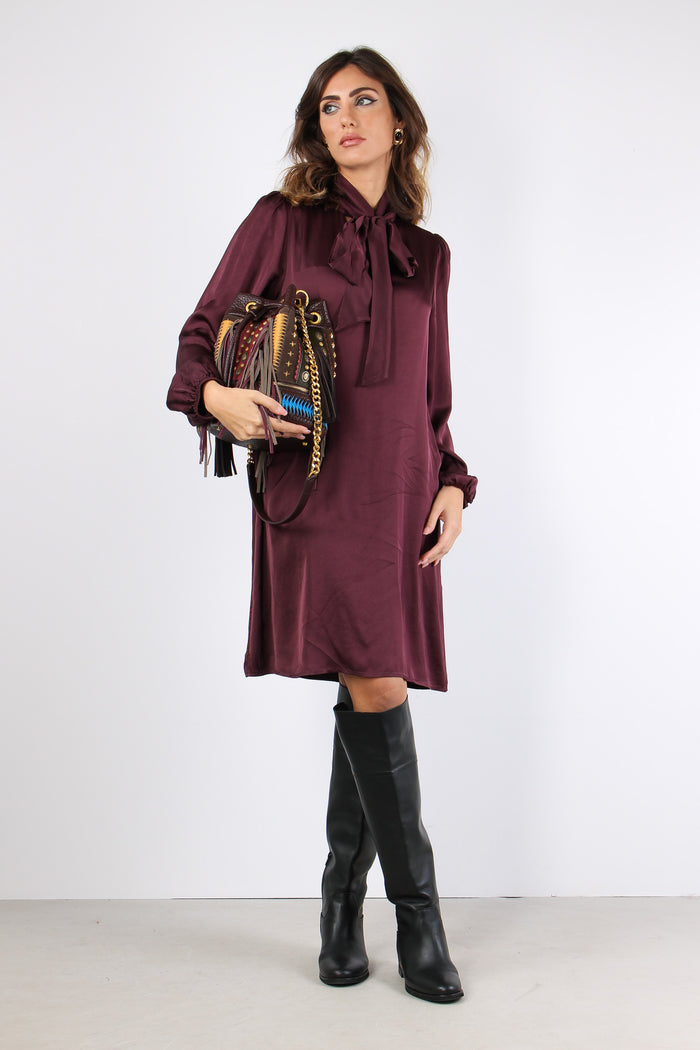 Abito Fiocco Viscosa Prugna