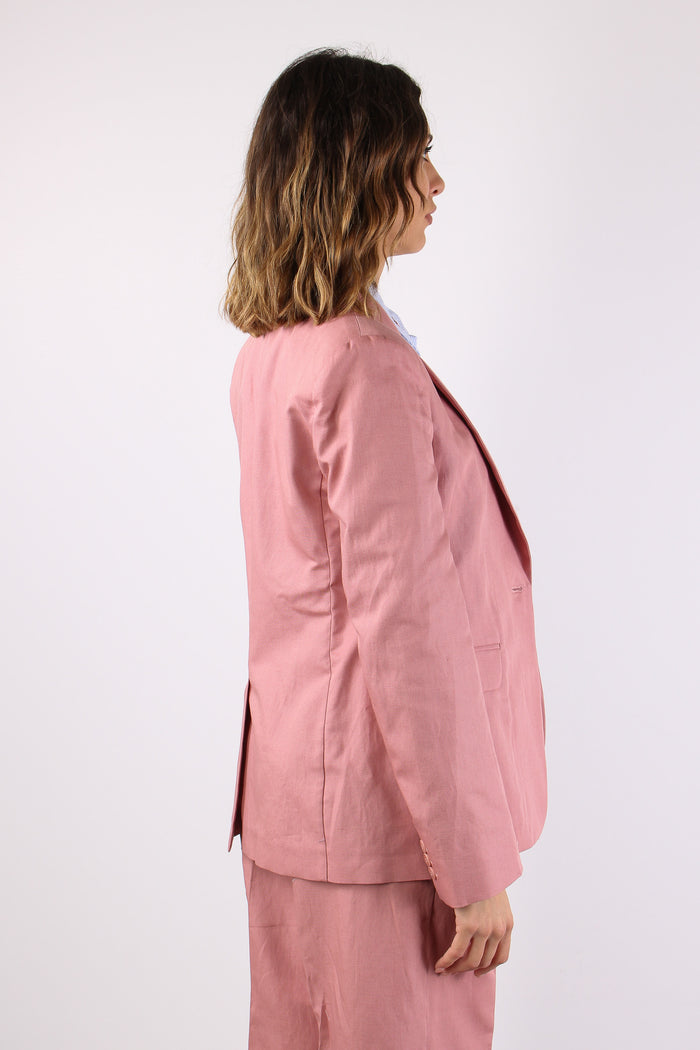 Orche Giacca Monopetto Misto Lino Rose-7