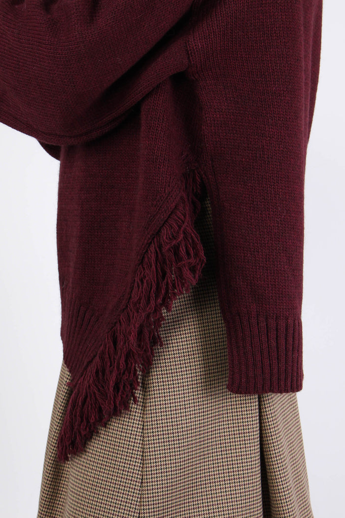 Maglia Girocollo Lato Frange Bordeaux-8