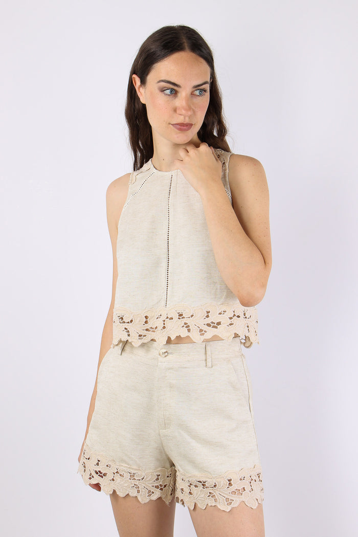 Top Fondo Macrame Ecru