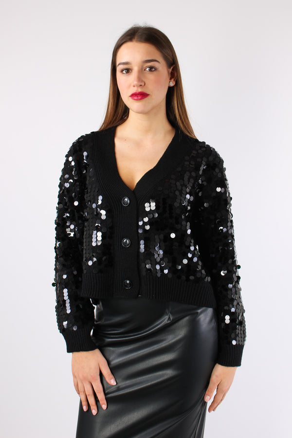 Cardigan Paillettes Nero-2