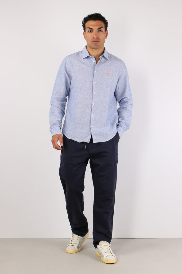 Camicia Misto Lino Riga Navy