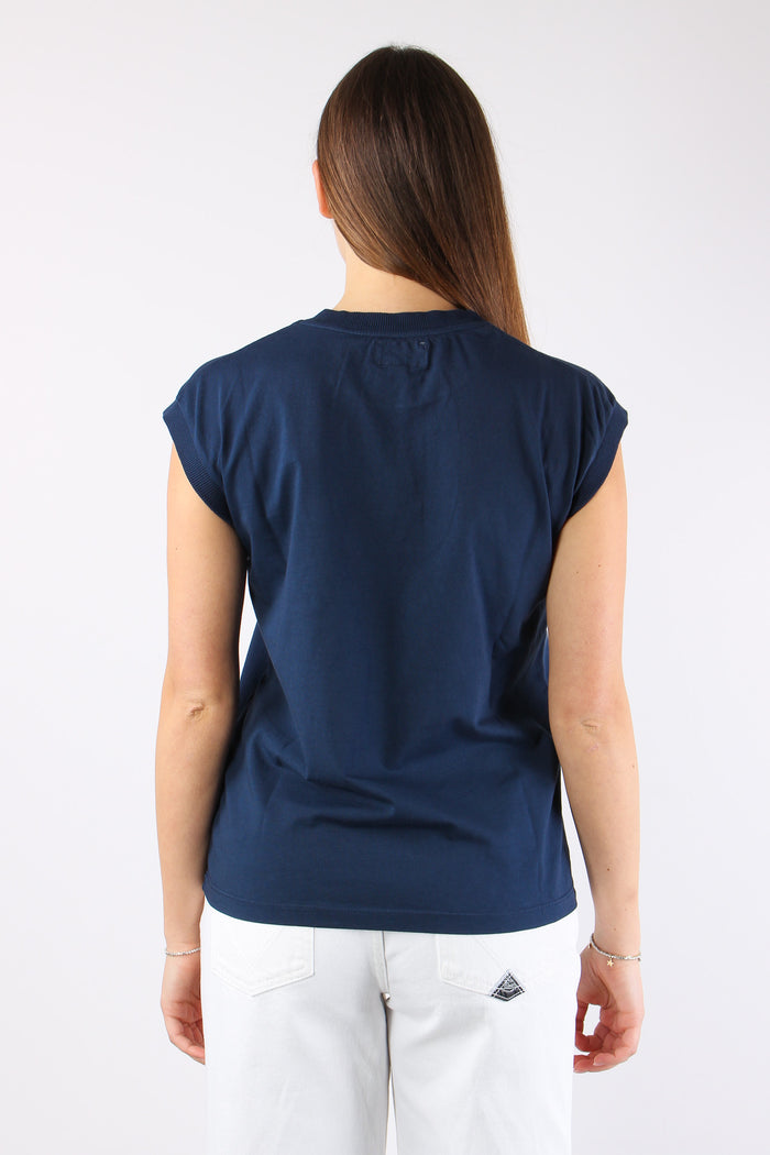 T-shirt Smanicata Taschino Blu Navy-4