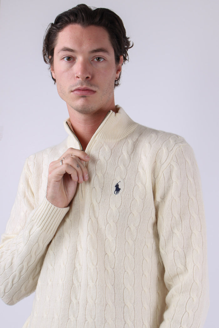 Felpa Mezza Zip Tecnica Cream-7