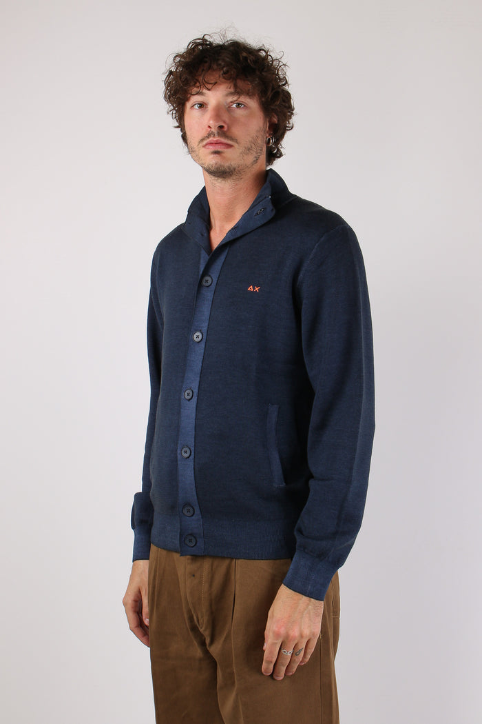 Cardigan Lana Bottoni Tinto Ca Navy Blue-3