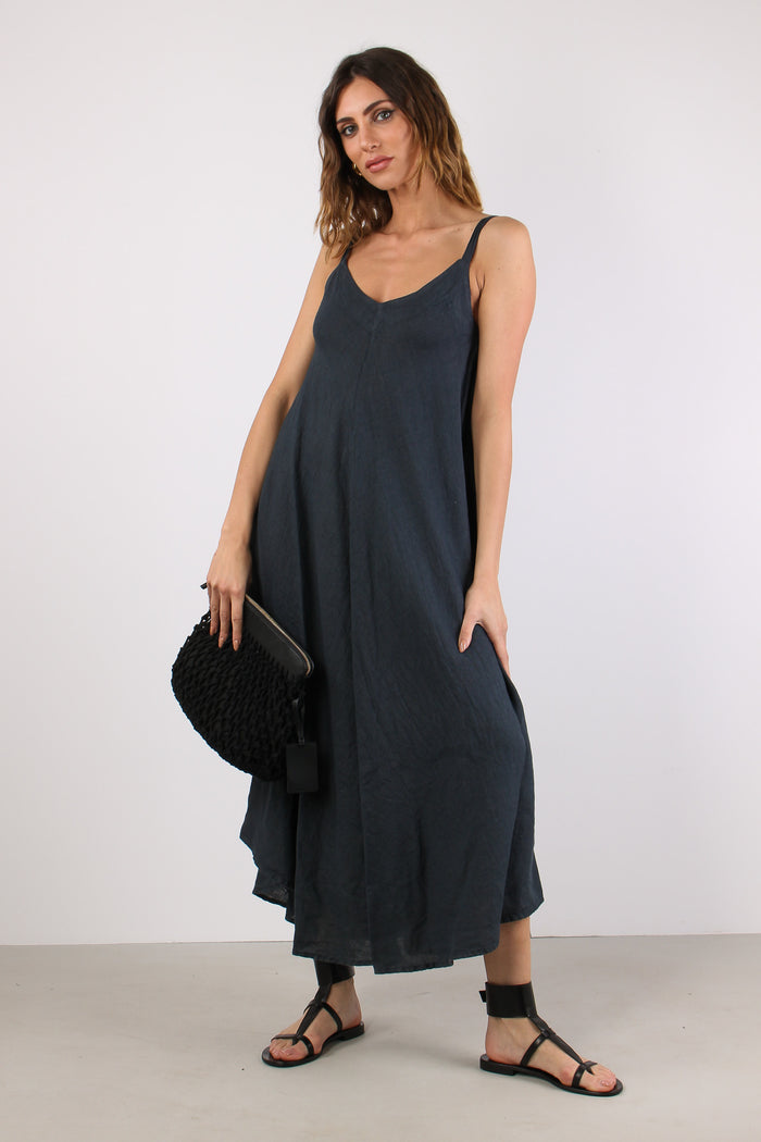 Abito Lungo Lino Blue-5