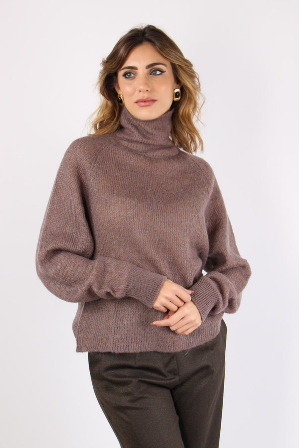 Maglia Collo Alto Doppiata Malva