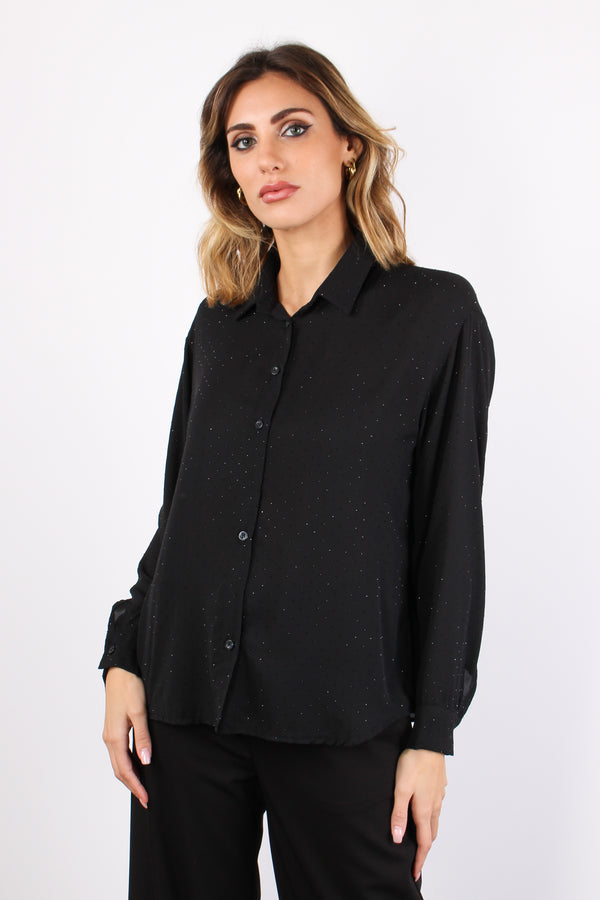 Camicia Georgette Strass Nero-2