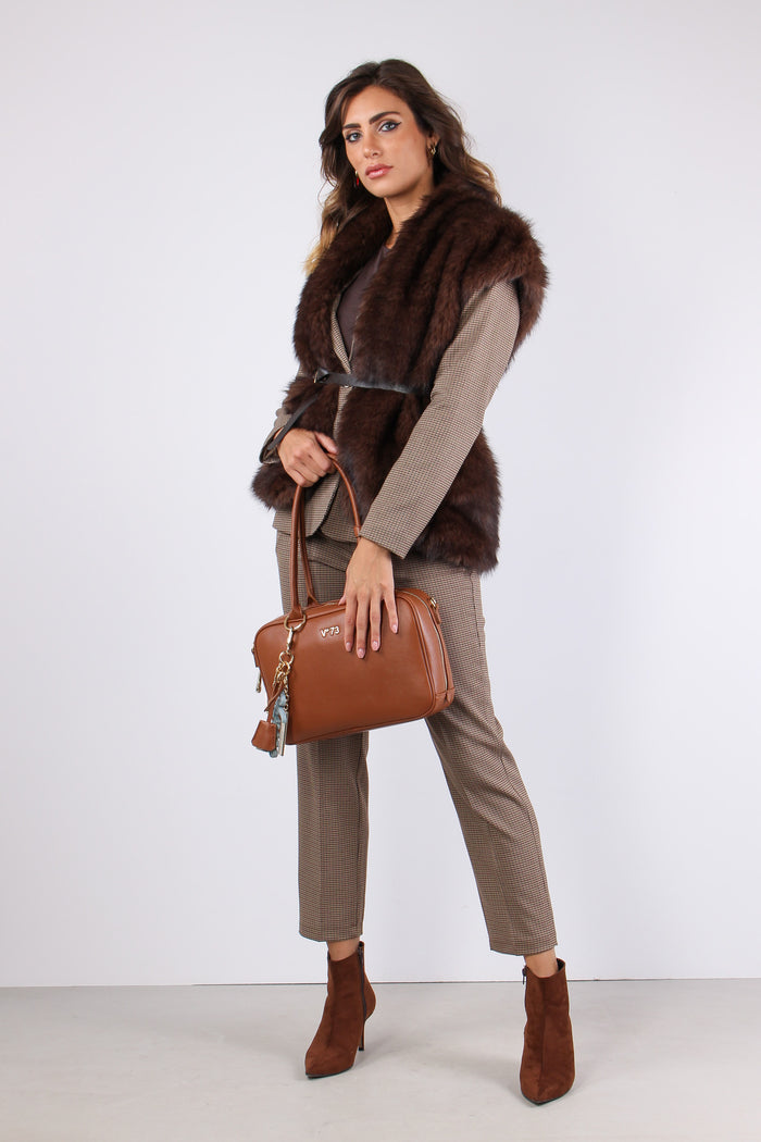 Gilet Ecopelliccia Cintura Moro-5