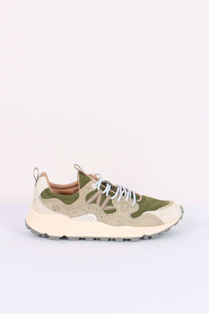 Sneakers Yamano Suede Nylon Off White/green