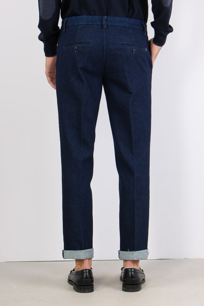 Gaubert Pantalone Effetto Deni Blu Medio-5