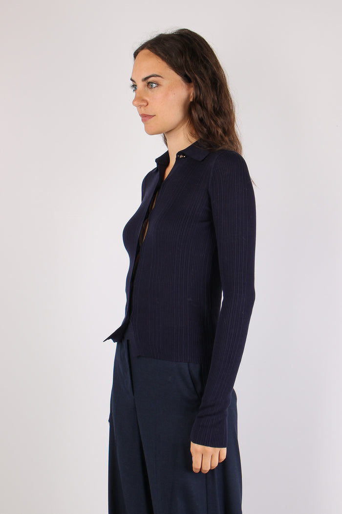 Mllbaco Polo Manica Lunga Blu Navy-5