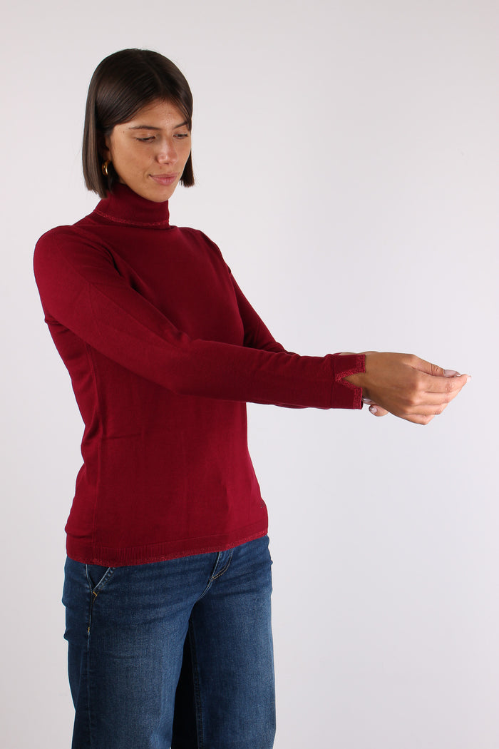 Collo Alto Viscosa Lurex Scarlet-3