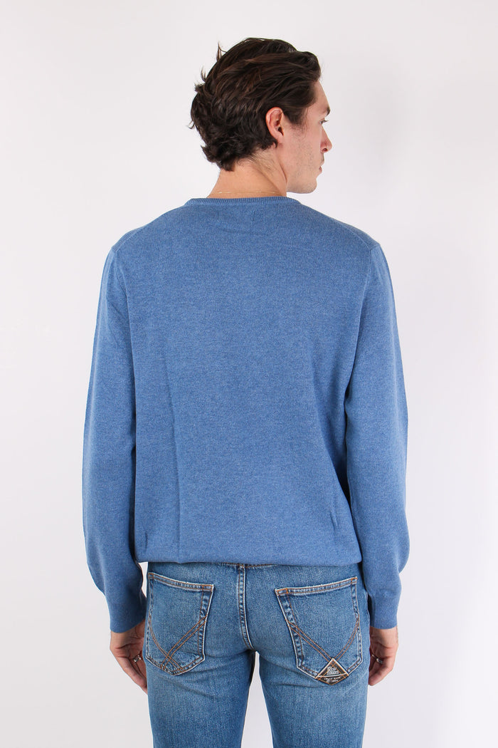 Maglia Girocollo Lambswool Hunter Navy-5