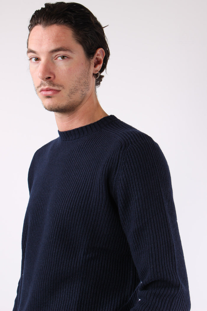 Maglia Giroccolo Misto Lana Poseidon Blue-7