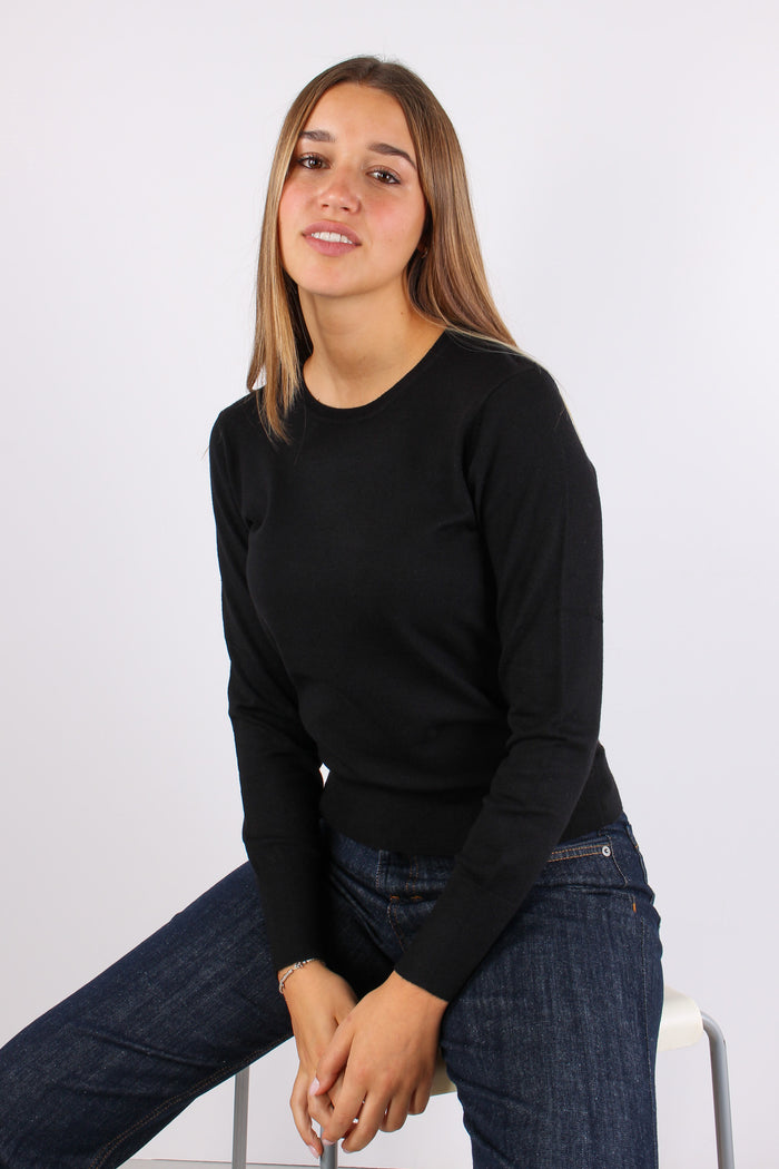 Maglia Girocollo Viscosa Nero-2