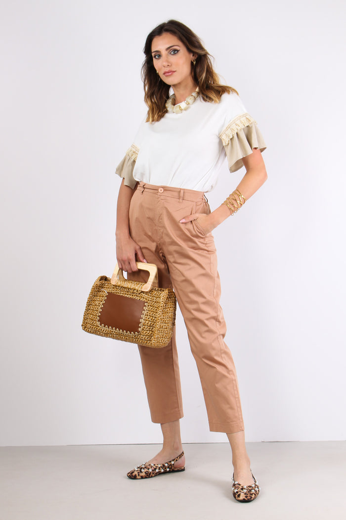 Pantalone Gamba Dritta Elastic Nude
