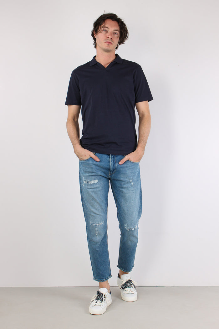 Polo Derby Cotone Blu Navy-2