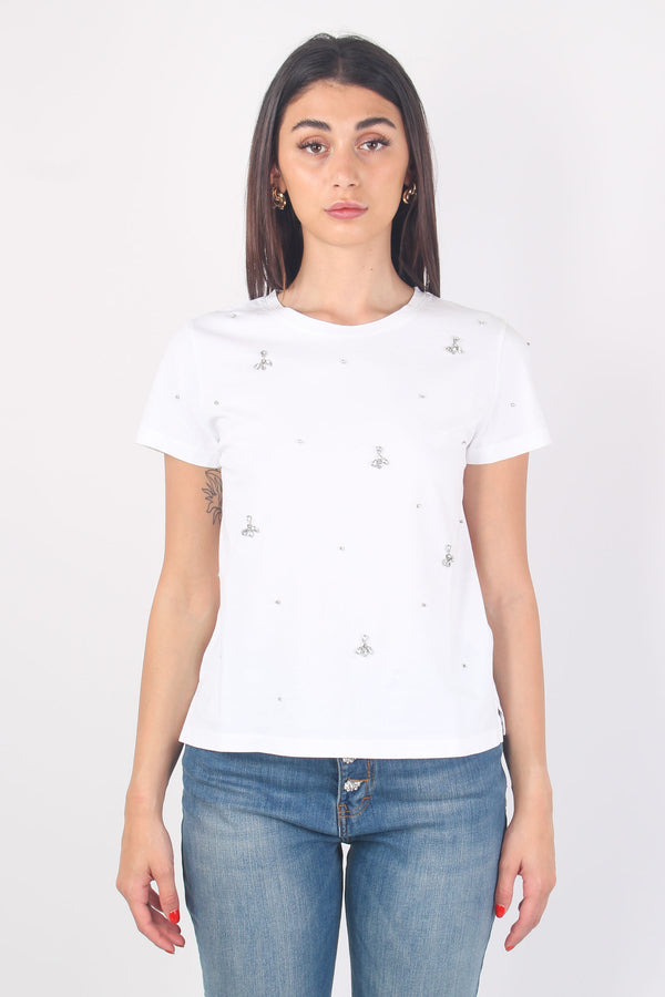 T-shirt Applicazioni Fiore Bianco