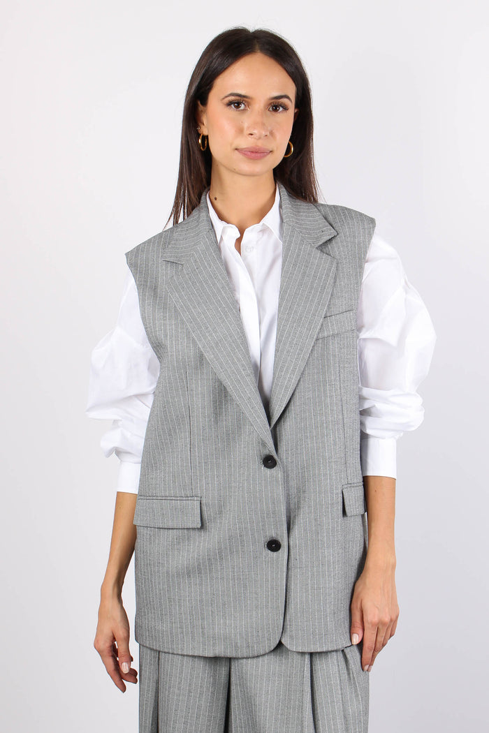 Gilet Over Gessato Grigio