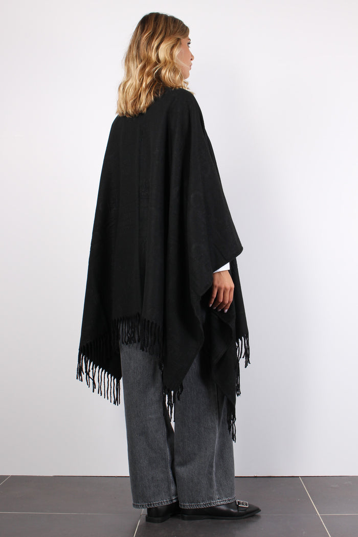 Poncho Check Aniamlier Nero-5