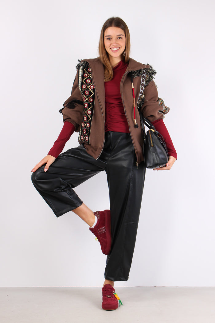 Felpa Zip Passamanneria Intern Fondente