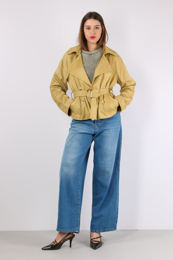 Trench Corto Ecocamoscio Golden Olive