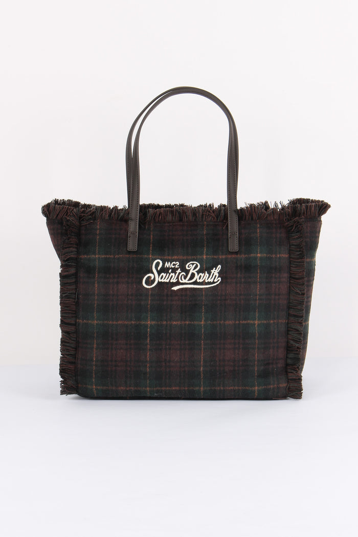 Borsa Vanity Lana Tartan Brown/red-3