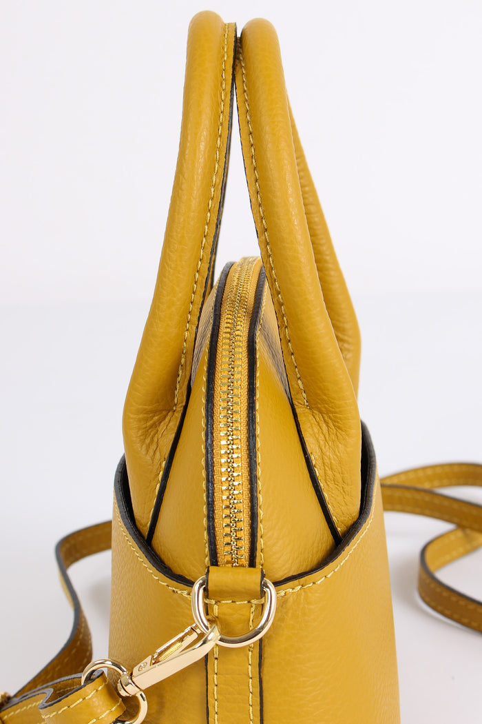 Borsa 100% Pelle Made In Italy Giallo-7