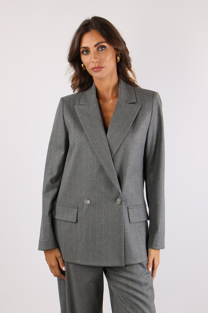 Giacca Doppiopetto Lurex Grigio-2