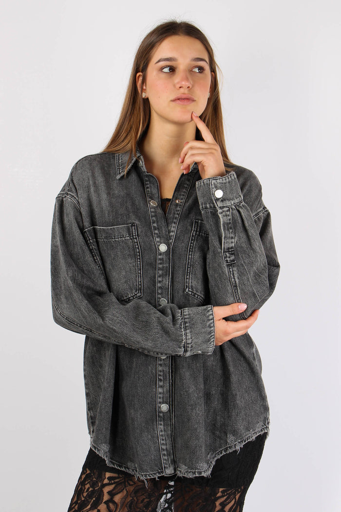 Camicia Over Denim Rotture Nero-2