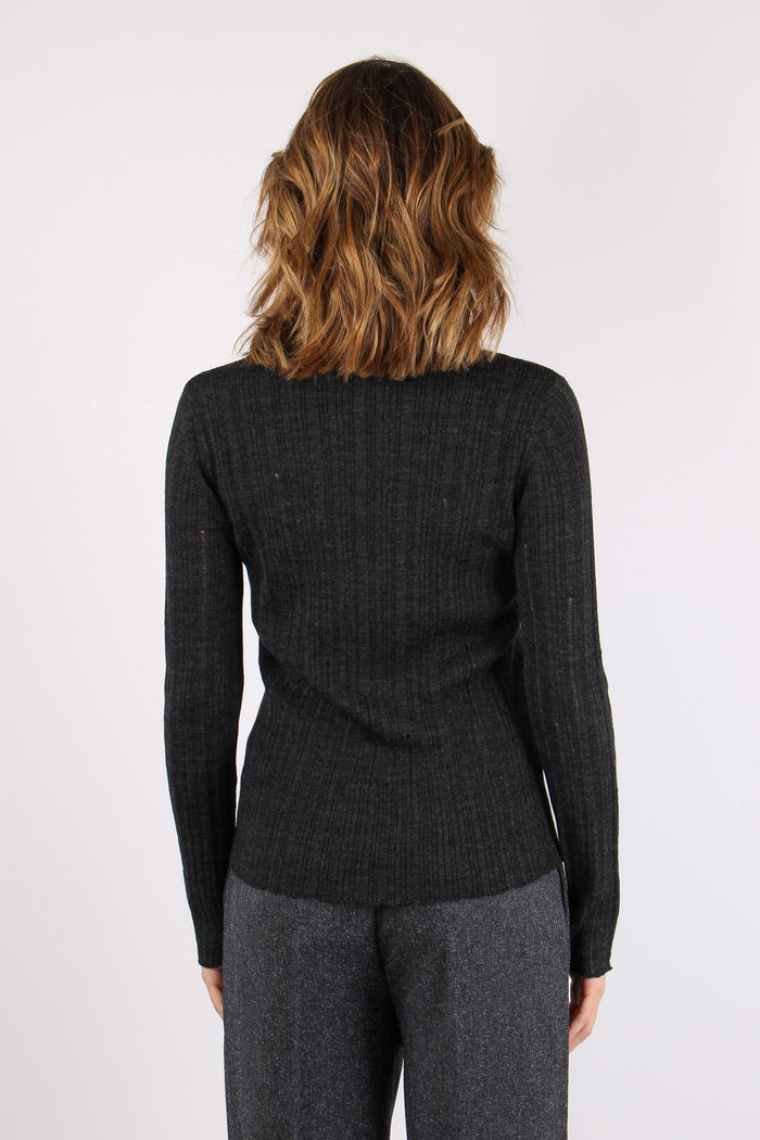 Maglia Collo Alto Smagliata Graphite-5