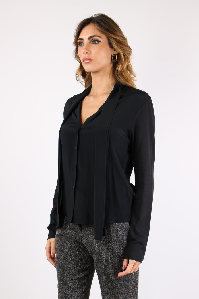 Camicia Bimateriale Nero-5