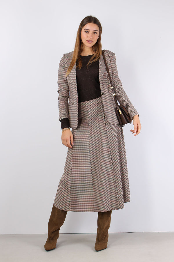 Giacca Micro Quadro Cammello/nero