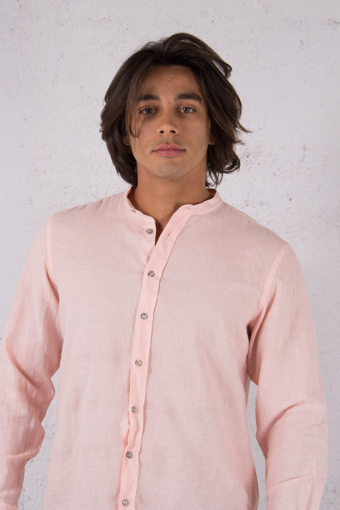 Camicia Lino Coreana Rosa-6