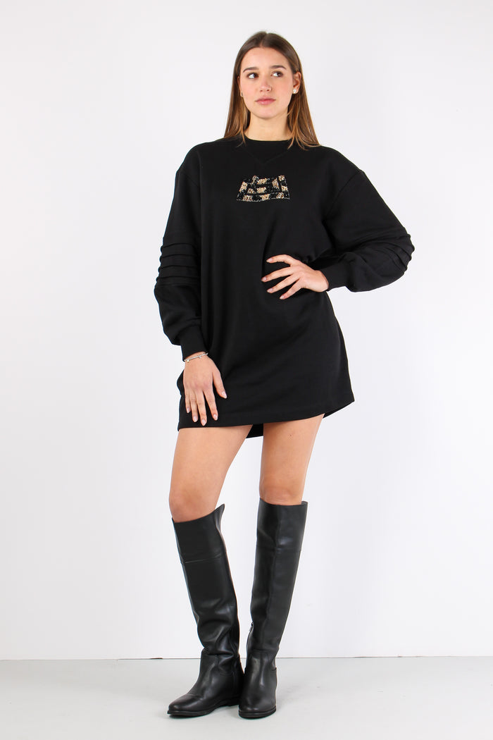 Abito Felpa Logo Strass Black-3