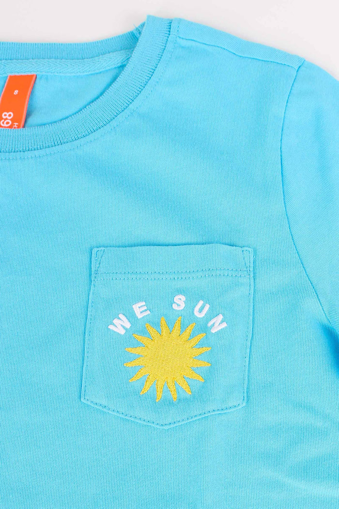 T-shirt Pocket Beach Turchese-2