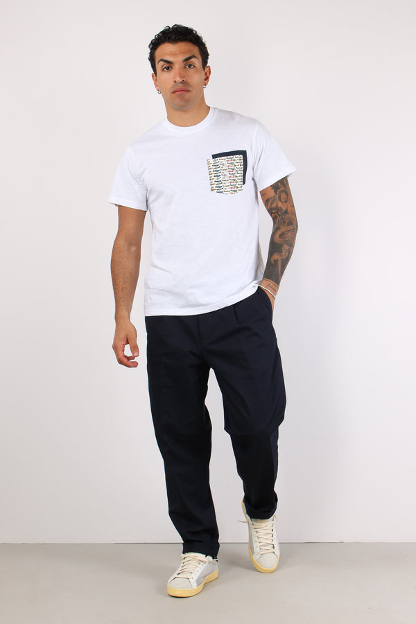 T-shirt Girocollo Taschino Optic White-2