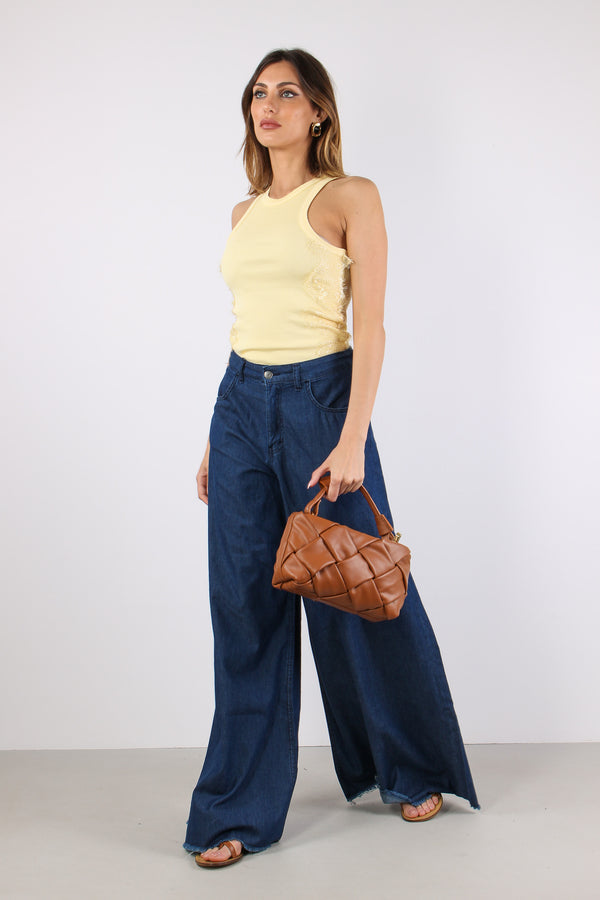 Pantalone Palazzo Chambray Denim