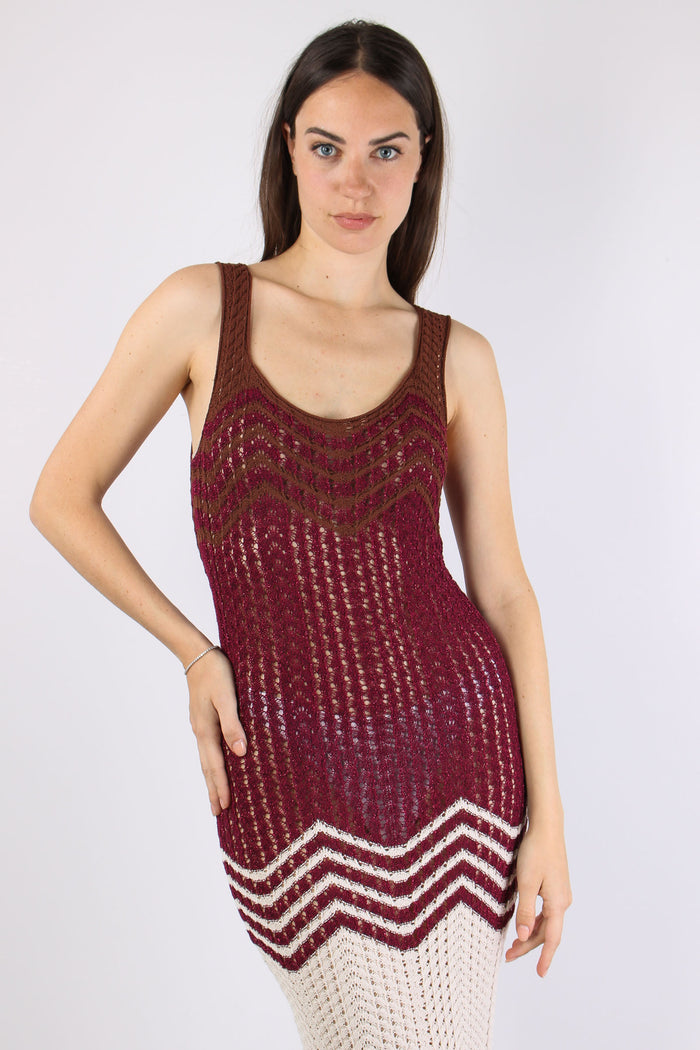 Abito Lungo Chevron Bordeaux-3